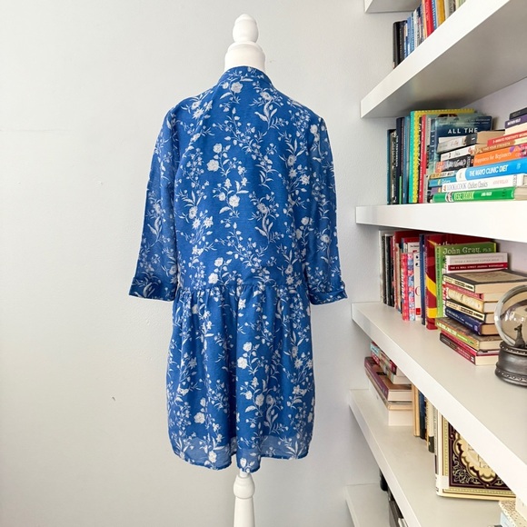 Tuckernuck Limoges Floral Royal Shirt Dress Medium - Picture 8 of 14